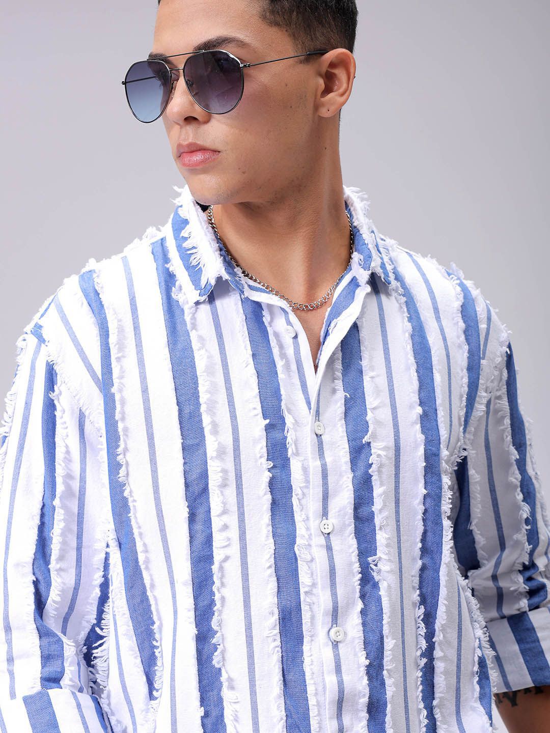 The Indian Garage Co Men Relaxed Fit Dobby Striped Resortwear Shirt
