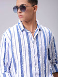 The Indian Garage Co Men Relaxed Fit Dobby Striped Resortwear Shirt