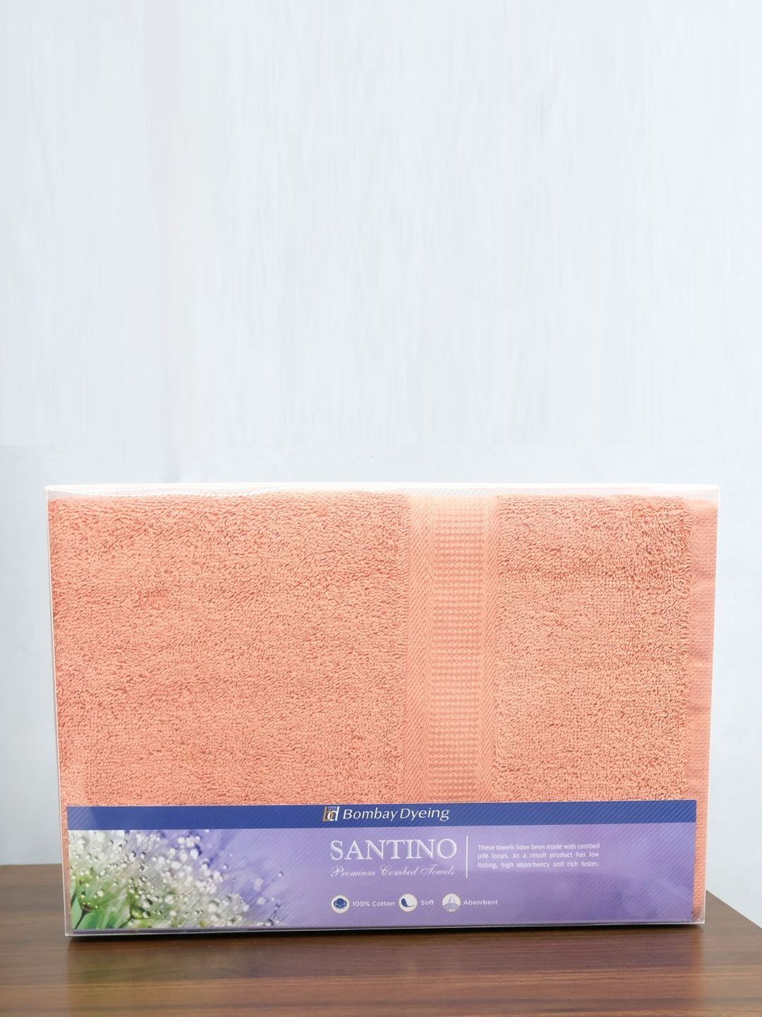 BOMBAY DYEING Peach-Coloured Cotton 550 GSM Bath Towel
