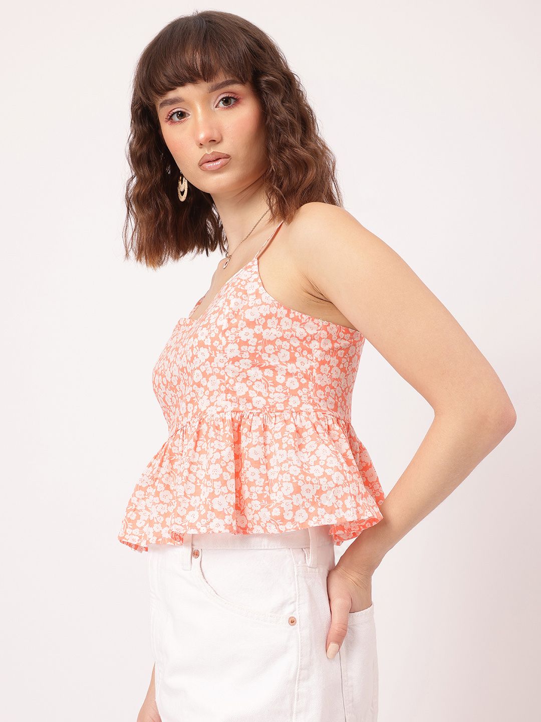 DressBerry Floral Frenzy Strappy Peplum Top