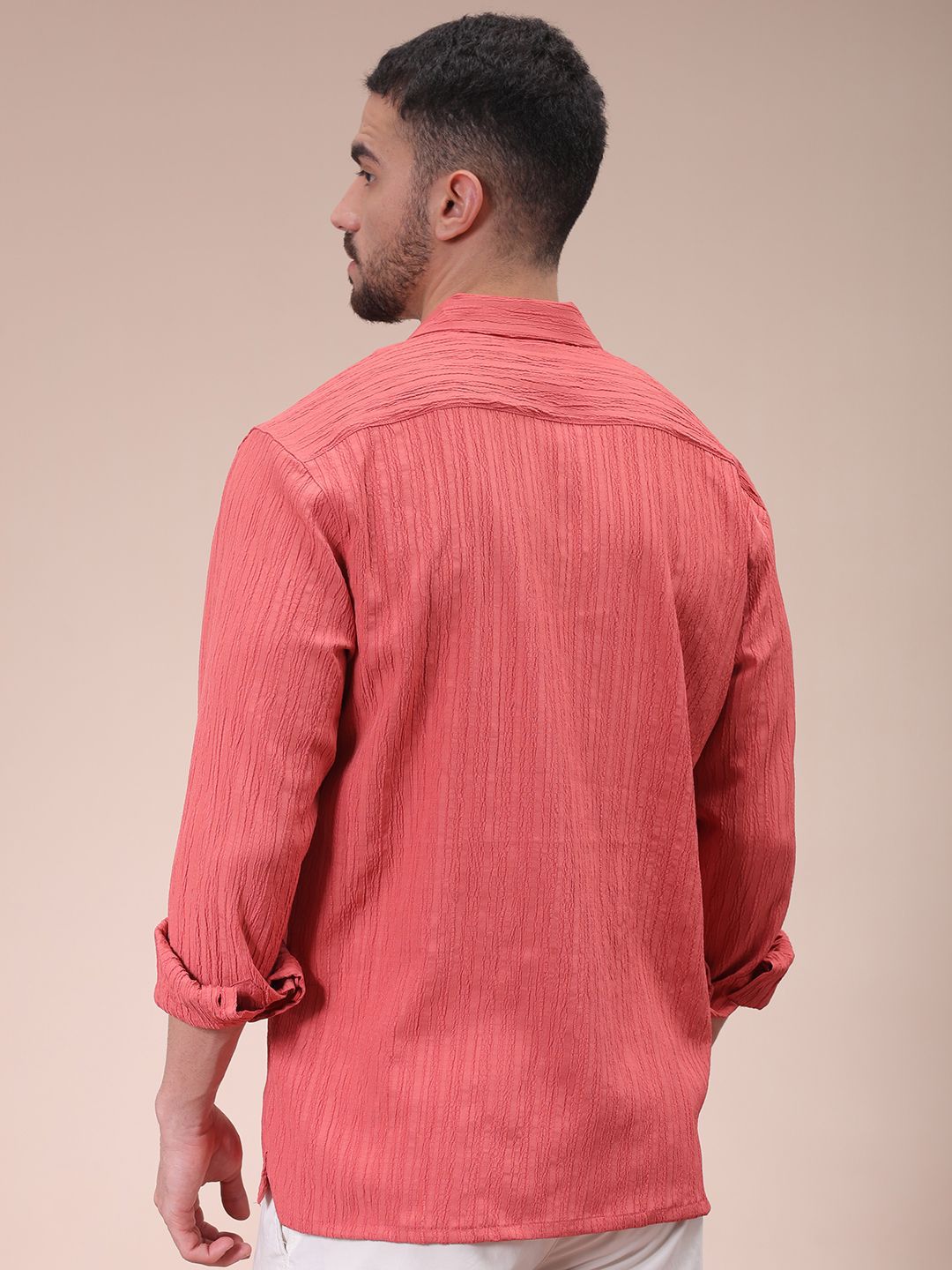 The Indian Garage Co Men Relaxed Fit Dobby Textured Resortwear Shirt