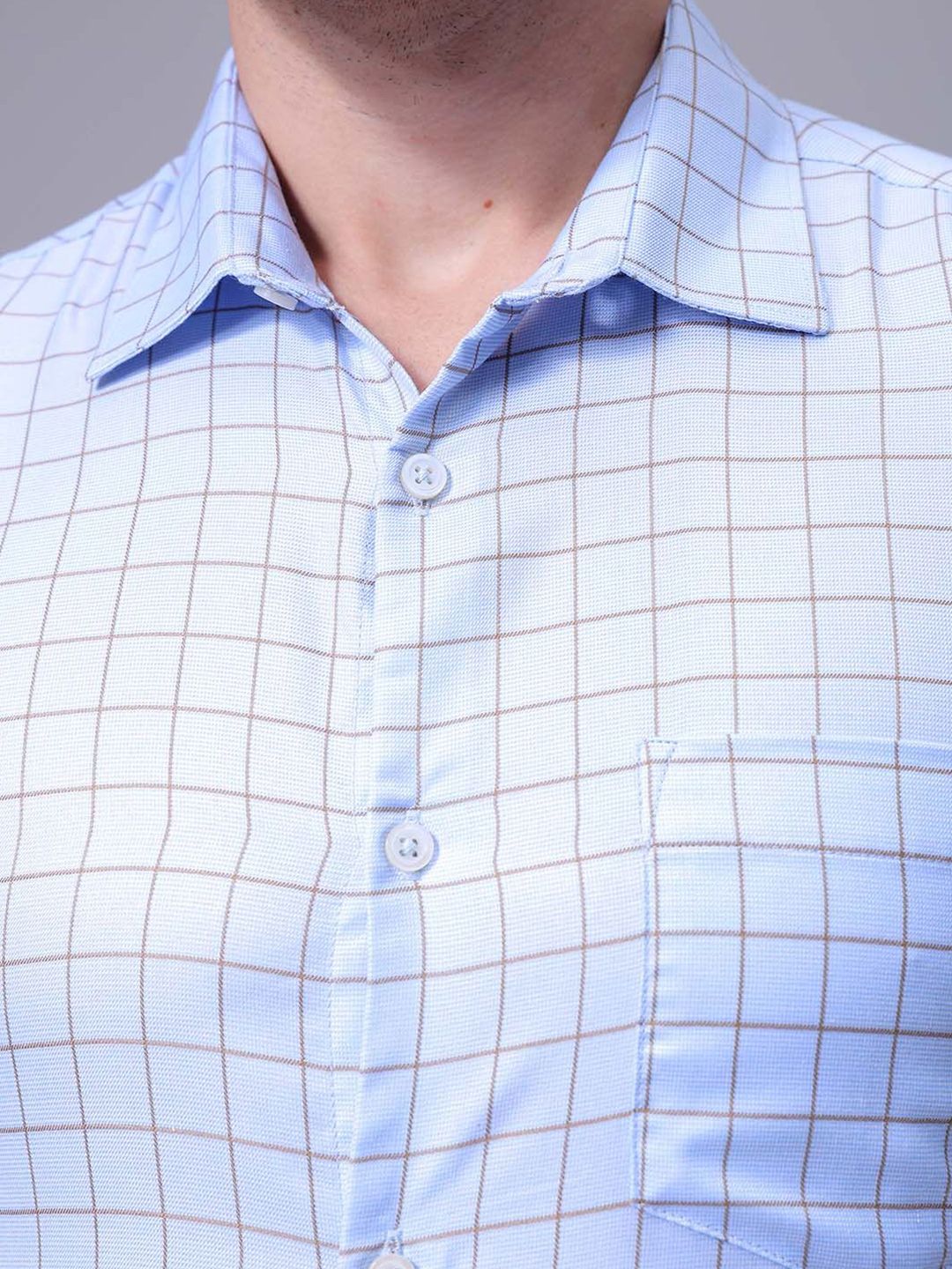 The Indian Garage Co. X Luxe Men Slim Fit Cutaway Collar Grid Tattersall Checked Formal Shirt