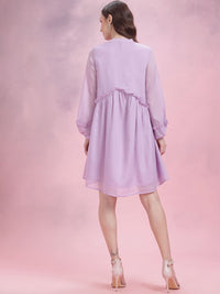 DressBerry Puff Sleeve Ruffled A-Line Dress