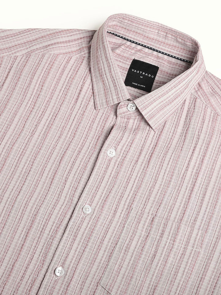 VASTRADO Men Classic Spread Collar Textured Slim Fit Casual Shirt