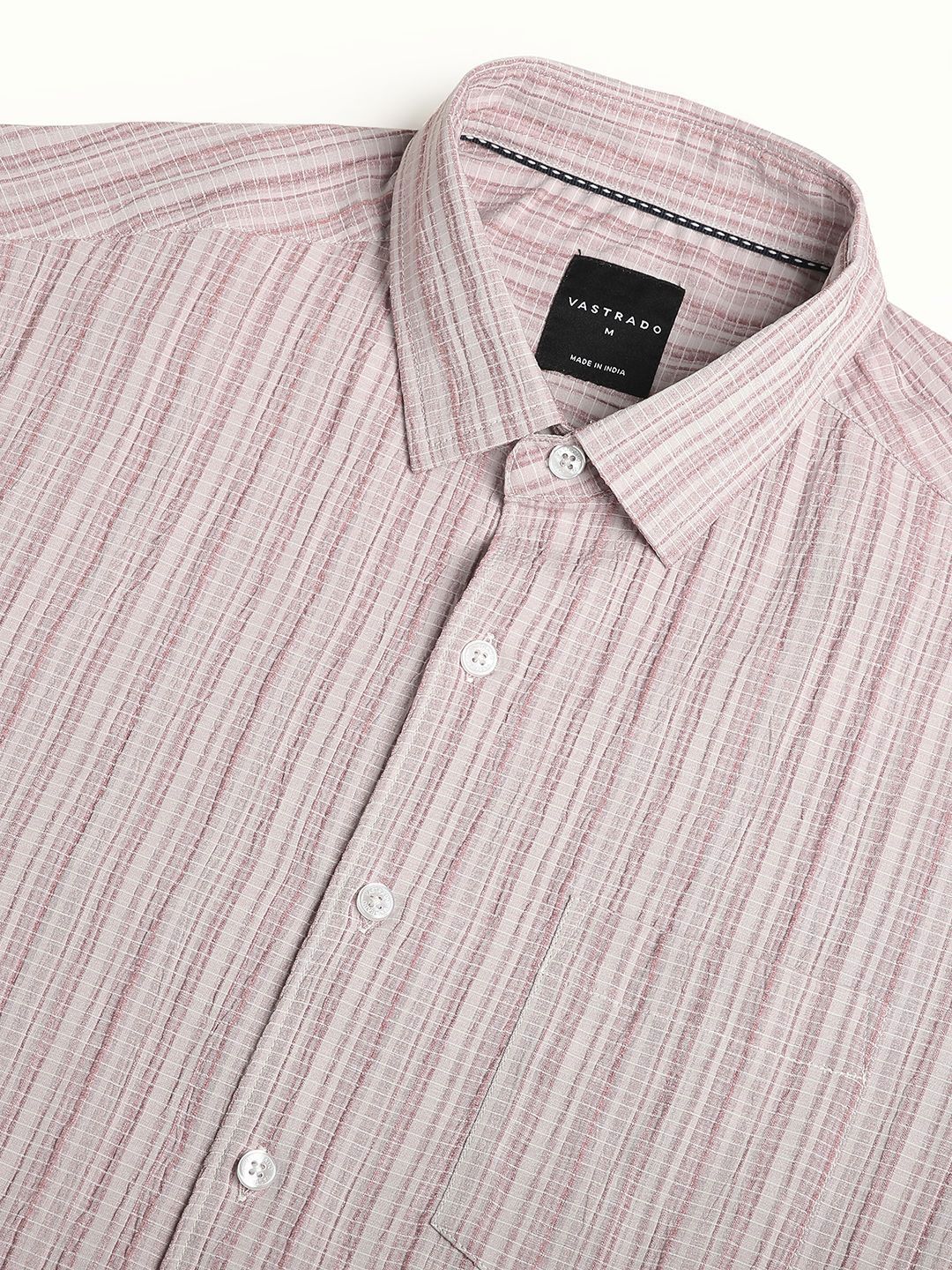 VASTRADO Men Classic Spread Collar Textured Slim Fit Casual Shirt