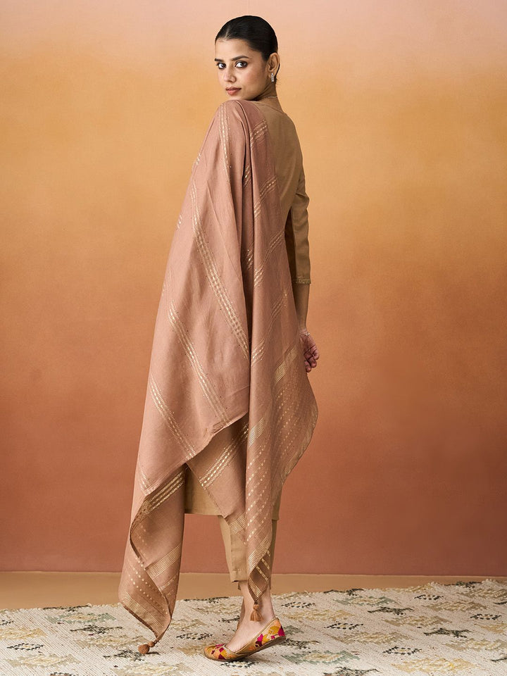KALINI Ethnic Motifs Embroidered Straight Kurta With Trousers & Dupatta