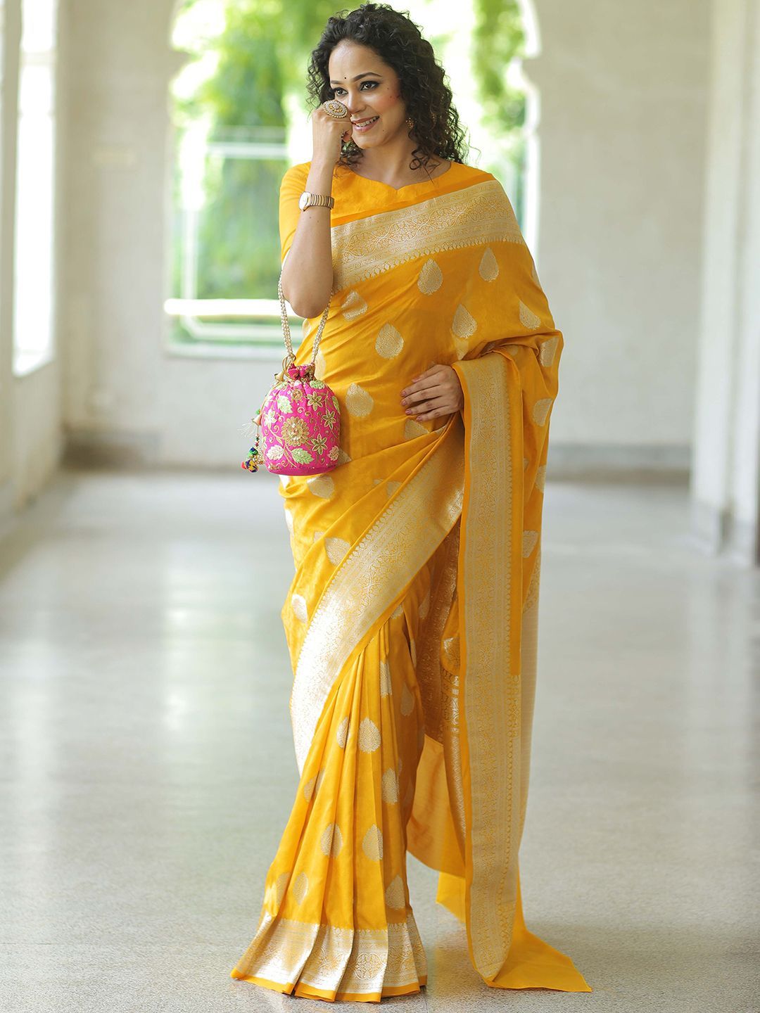 KALINI Woven Design Zari Banarasi Saree