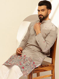 SOJANYA Floral Sulam Benang Kerja Cotton Silk Straight Kurta