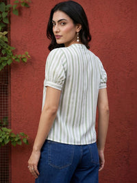 Mamicha Striped Puff Sleeve Top