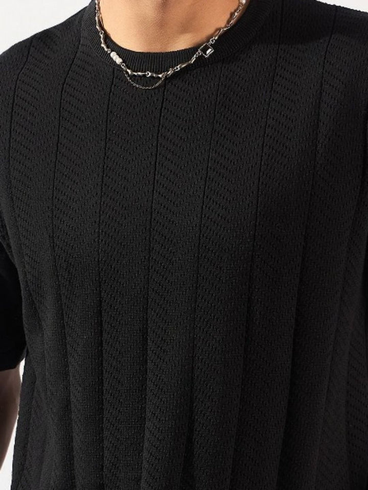 DENNISON Round Neck Knitted Oversized Pure Cotton T-Shirt