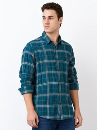 SPYKAR Men Slim Fit Spread Collar Tartan Checked Cotton Casual Shirt