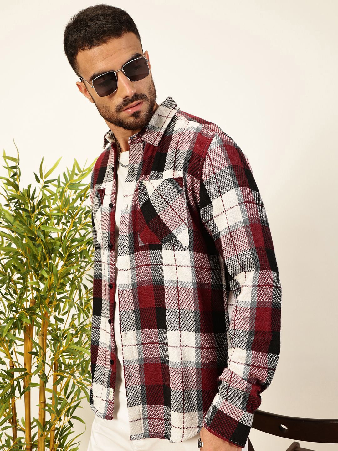 Thomas Scott Men Premium Tartan Checked Casual Shirt