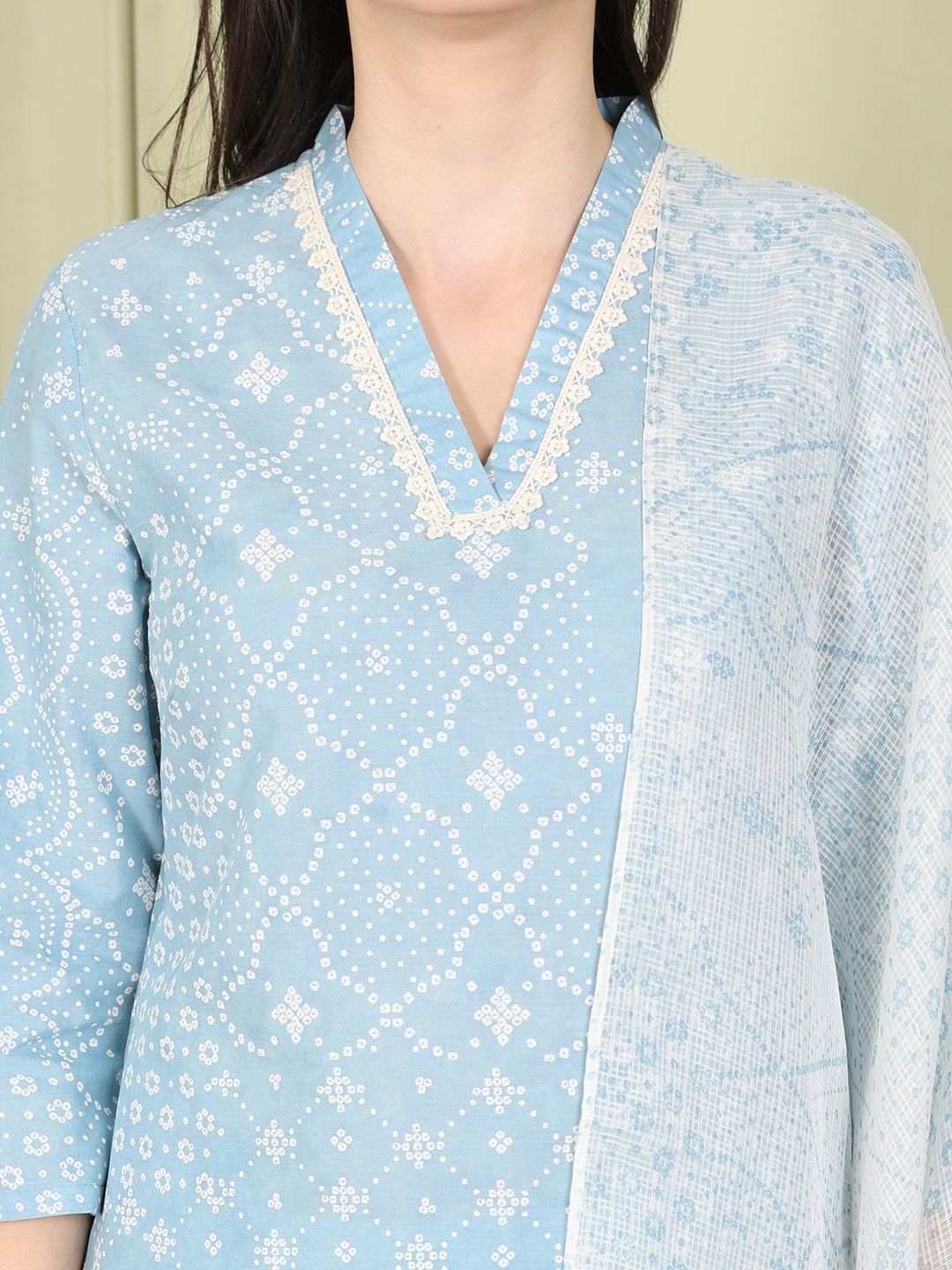 W Women Printed Regular Pure Cotton Kurta with Trousers & With Dupatta