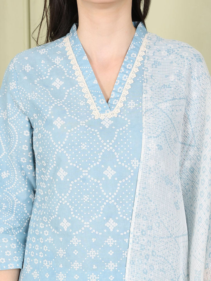 W Women Printed Regular Pure Cotton Kurta with Trousers & With Dupatta