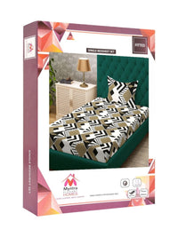 Myntra Elegant Homes White & Black Geometric 300 TC Single Cadar dengan 1 Sarung Bantal
