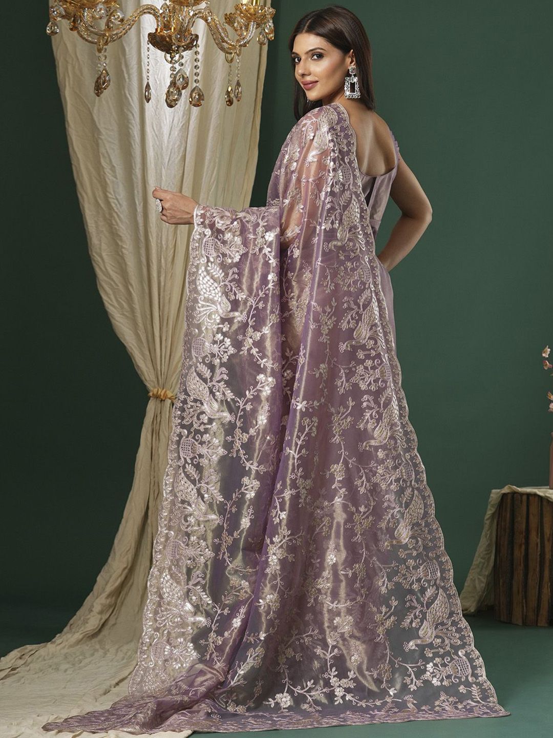 Saree mall Embellished Gotta Patti Organza Sarees