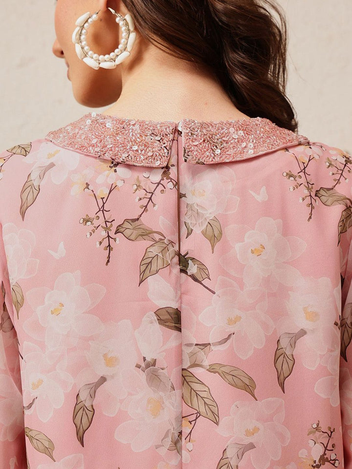Quiero Women Floral Dicetak Peter Pan Collar atas