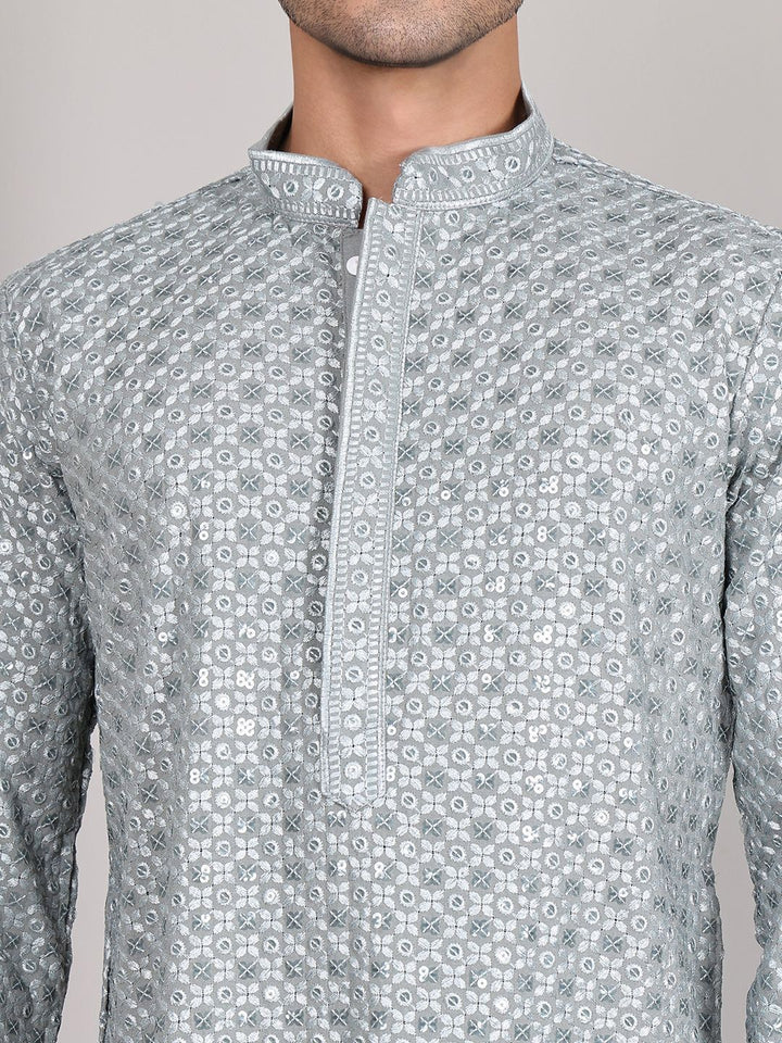 Jompers Men Geometric Embroidered Sequinned Kurta