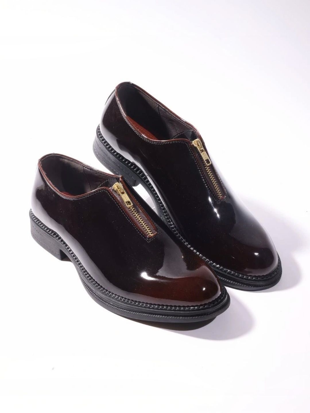 MONKSTORY Burgundy Atelier 1937 Zip Up Selipar Oxford Berkilat