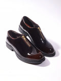 MONKSTORY Burgundy Atelier 1937 Zip Up Selipar Oxford Berkilat