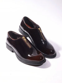 MONKSTORY Burgundy Atelier 1937 Zip Up Selipar Oxford Berkilat