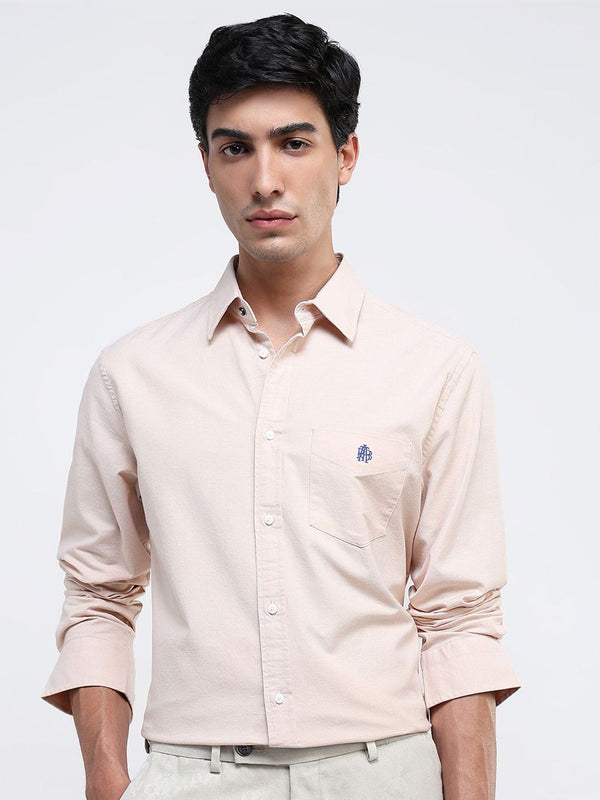 RARE RABBIT Men Comfort Spread Collar Solid Cotton Formal Shirt