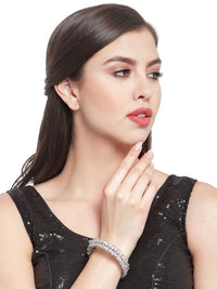 Anouk Set Of 2 Rhodium-Plated American Diamond Stone Studded Bangles