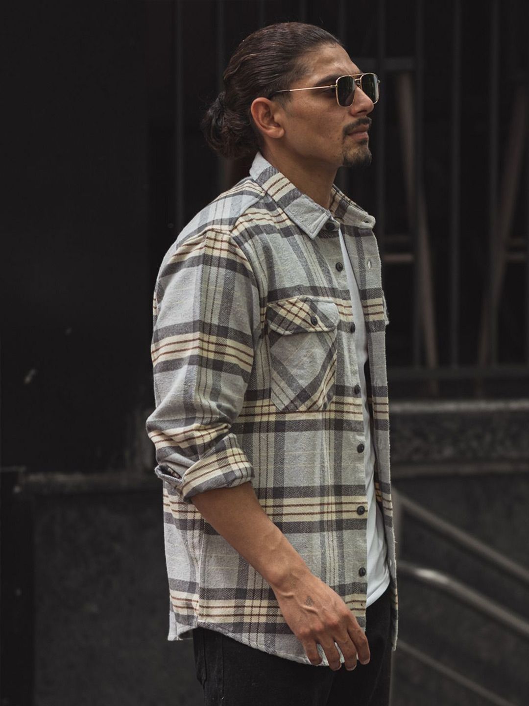 Powerlook Men Spread Collar Tartan Checked Casual Shirt