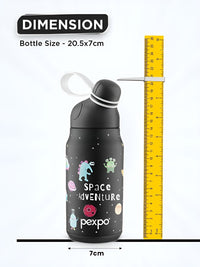 Pexpo Black Printed Single Stainless Steel Double Wall Vacuum Water Bottle 420ml