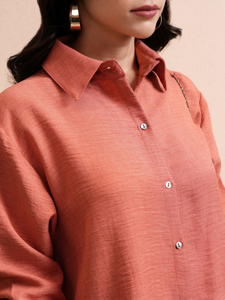 Vishudh Women Solid Shirt & Trouser Co-Ords Set