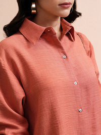 Vishudh Women Solid Shirt & Trouser Co-Ords Set