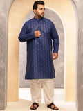 SOJANYA PLUS Motif Etnik Rekaan Tenunan Kurta Linen Kapas Kolar Mandarin Dengan Piyama