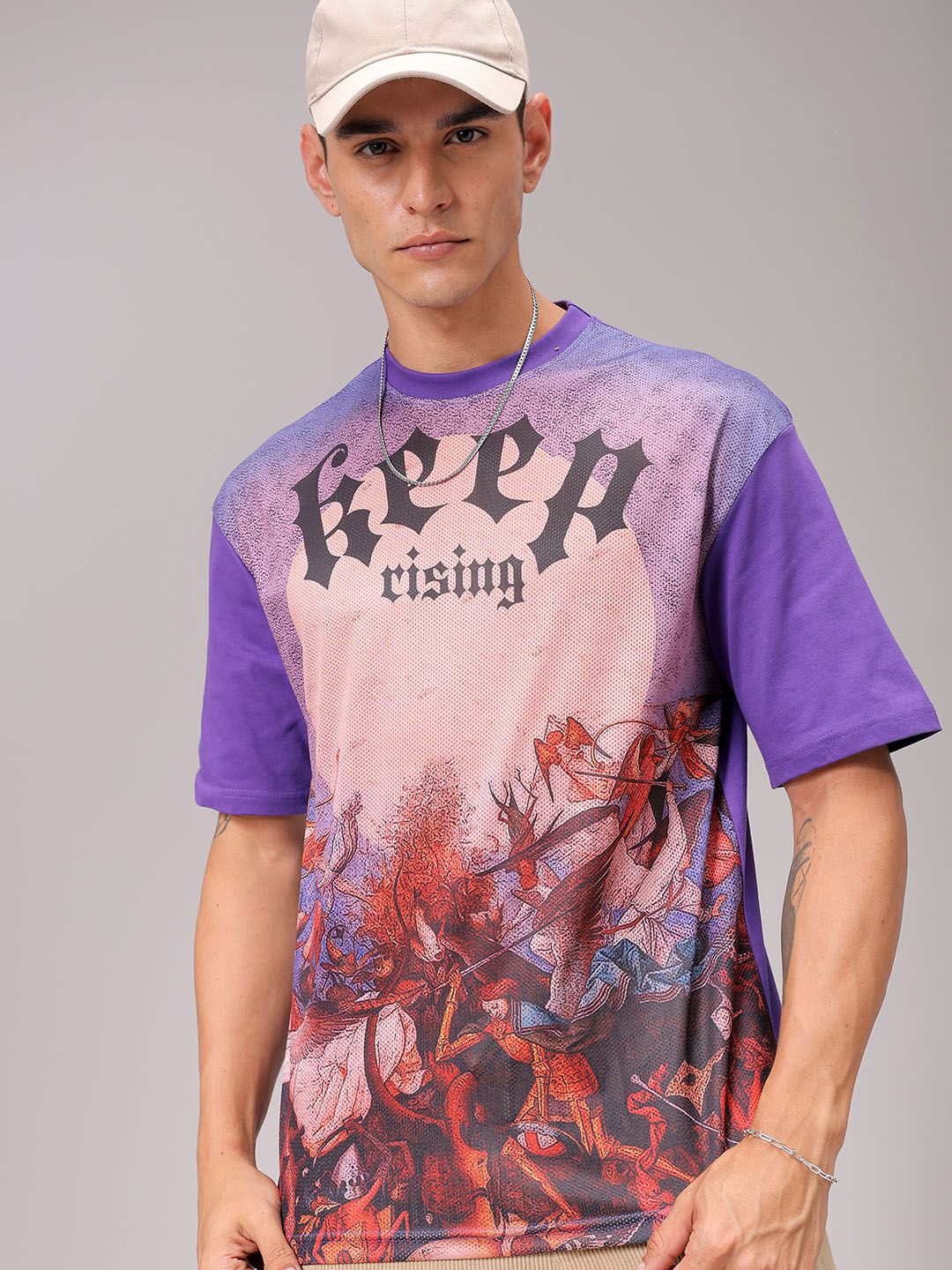 The Indian Garage Co Men Graphic Printed Round Neck Boxy T-shirt