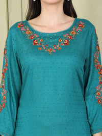 W Women Striped Flared Sleeves Sequinned Kurta