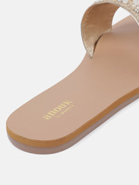 Anouk Women Ethnic Motif Embellished Open Toe Flats