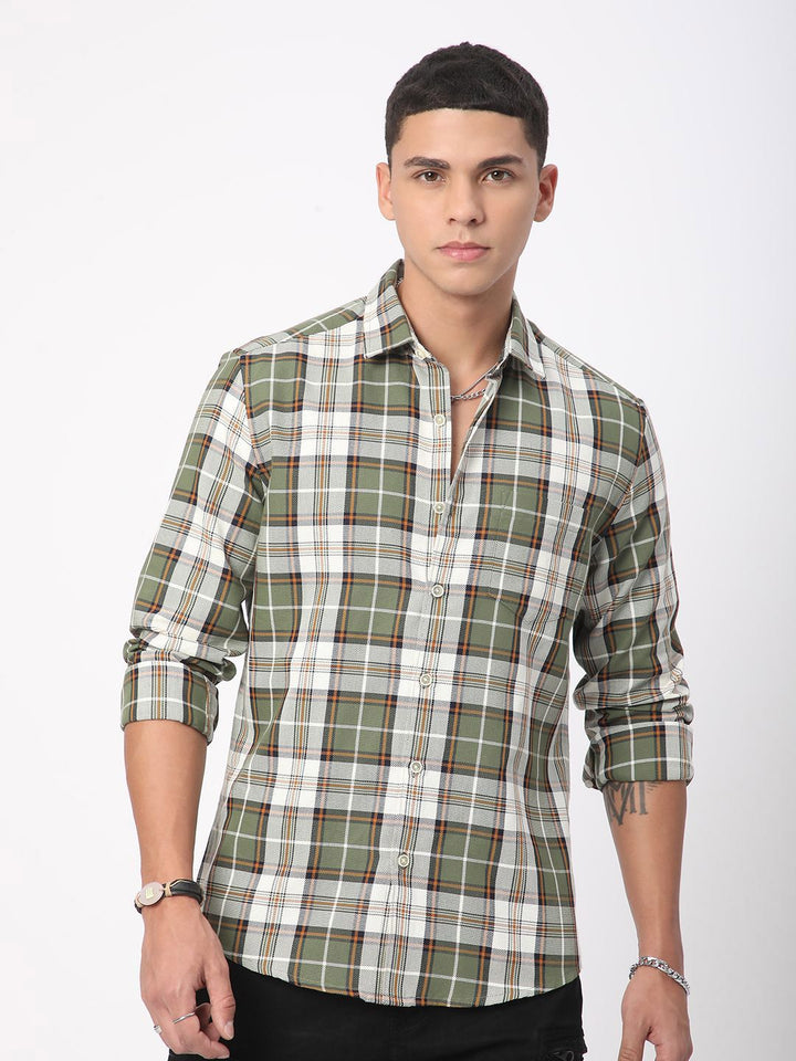 VASTRADO Men Timeless Tartanique Green Checkered Shirt