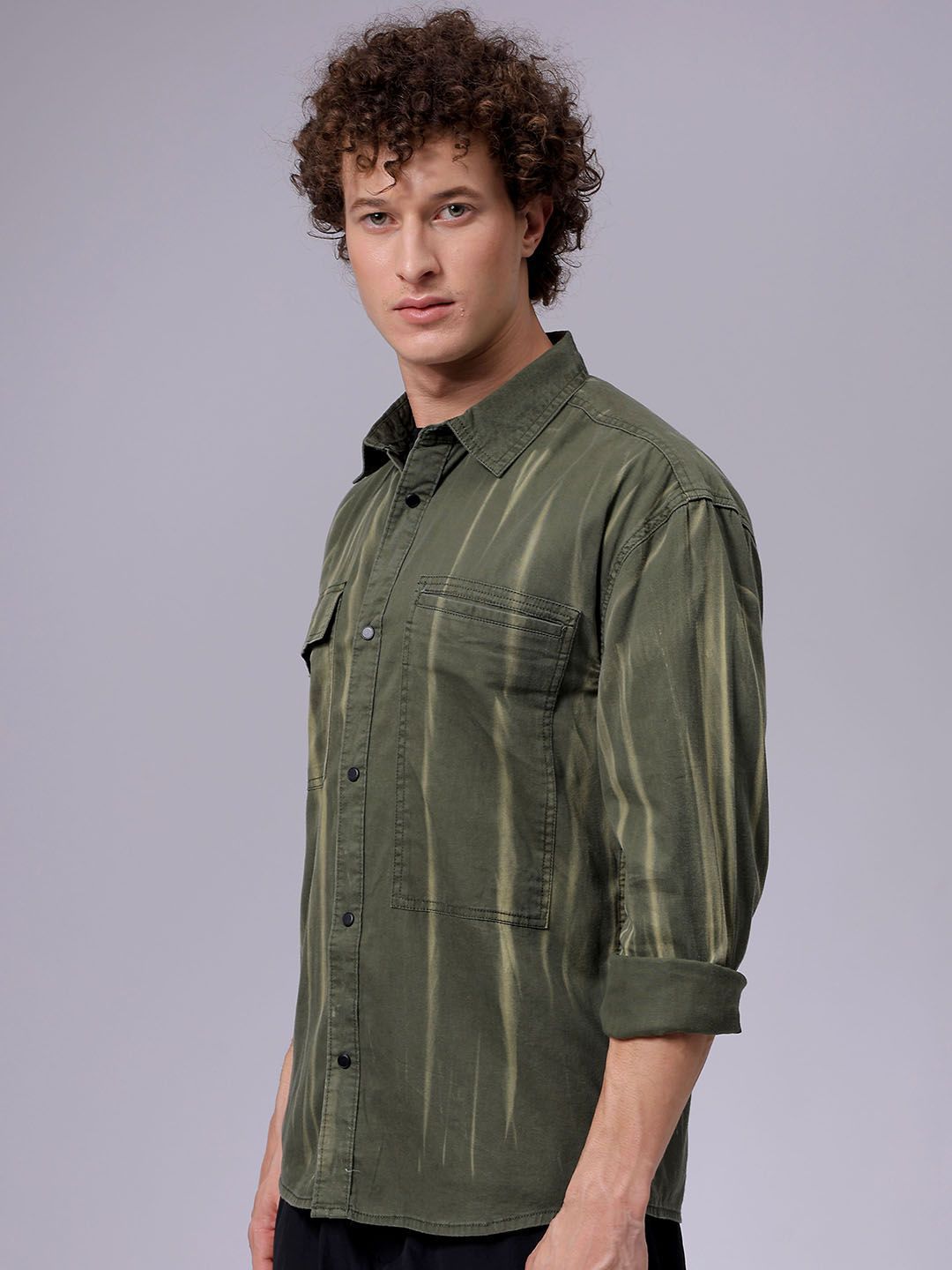 The Indian Garage Co Men Solid Box Pockets Casual Pure Cotton Shirt