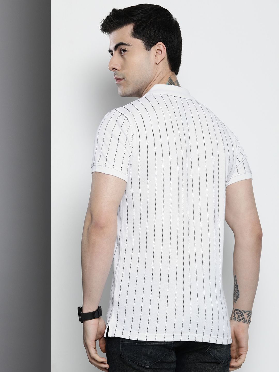 The Indian Garage Co Striped Polo Collar T-shirt