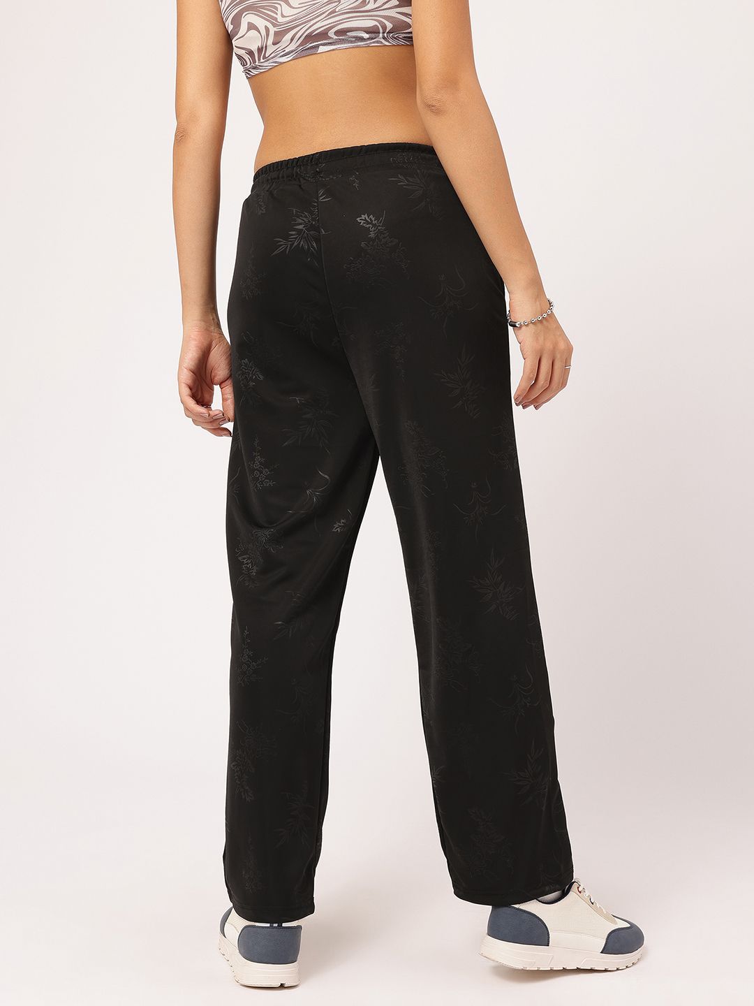 DressBerry Women Black Textured Relaxed Fit Joggers