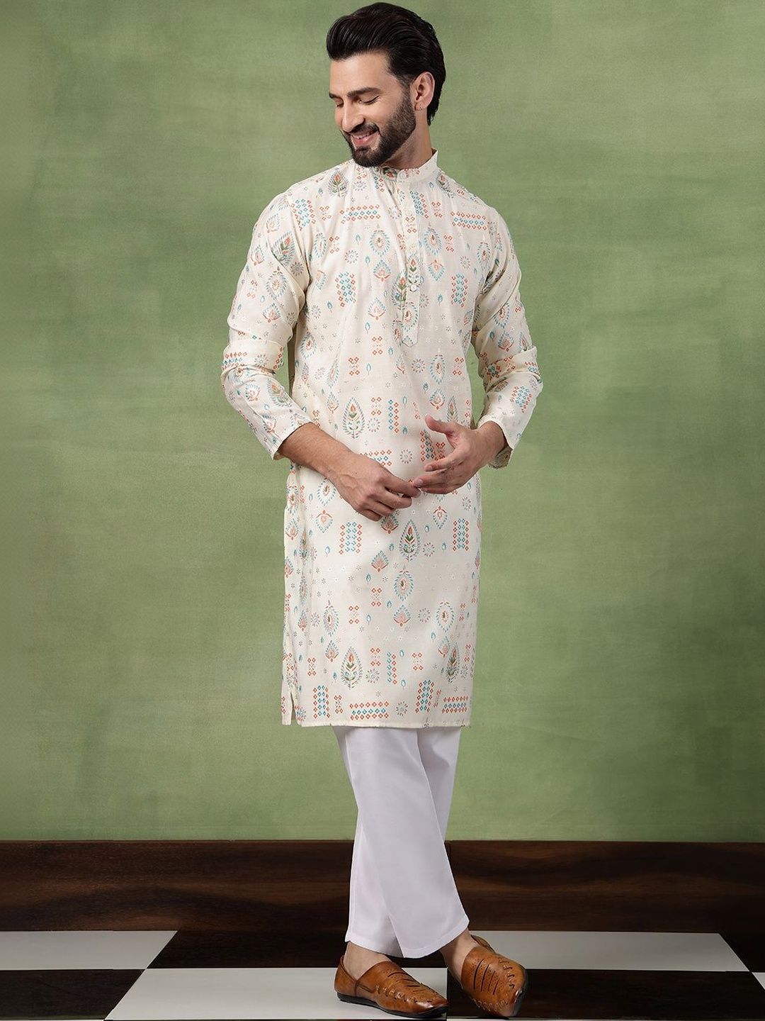 SOJANYA Men Bandhani Printed Kurta