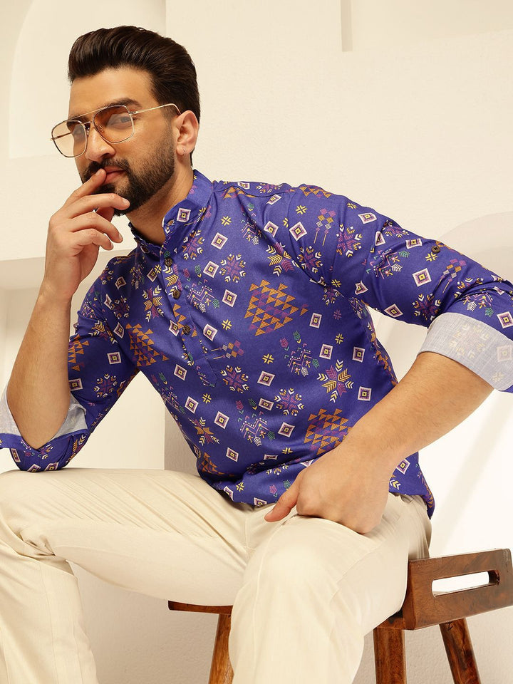 SOJANYA Motif Etnik Printed Cotton Straight Short Kurta