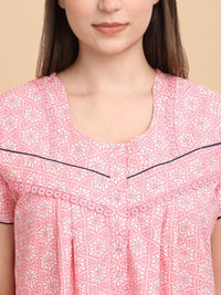 Sweet Dreams Printed Women Maxi Nightdress