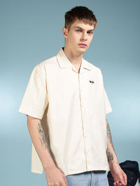 Eszett Finishing Line Printed Spread Collar Oversized Linen Shirt