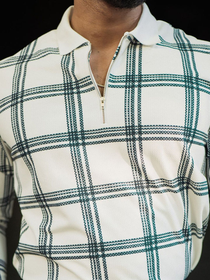 Powerlook Men Checked Polo Collar T-shirt