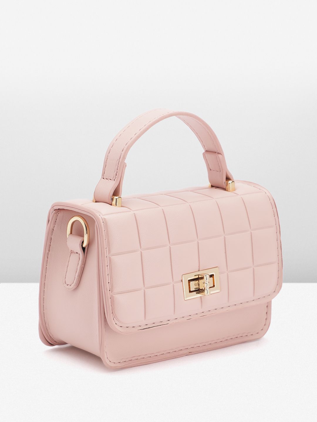 DressBerry Quilted Structured Satchel Bag