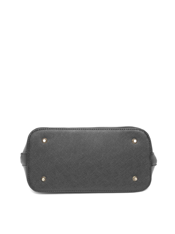 Lino Perros Black Solid Handheld Bag with Detachable Sling Strap