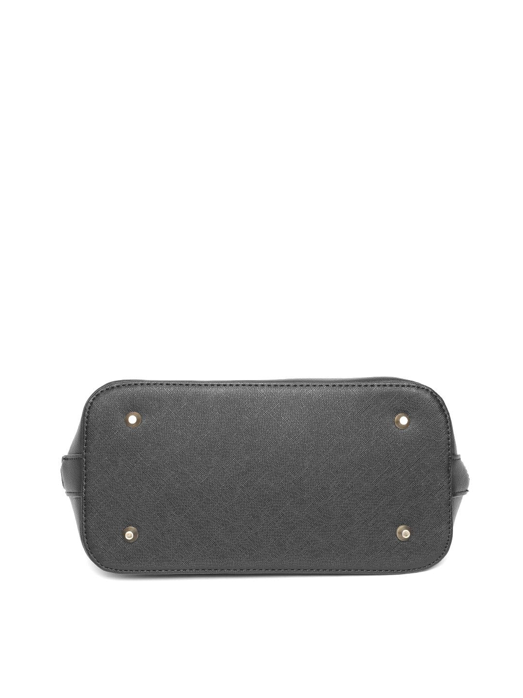 Lino Perros Black Solid Handheld Bag with Detachable Sling Strap