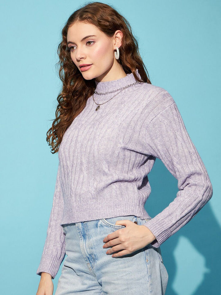 STREET 9 Self Design Cable Knit Acrylic Pullover