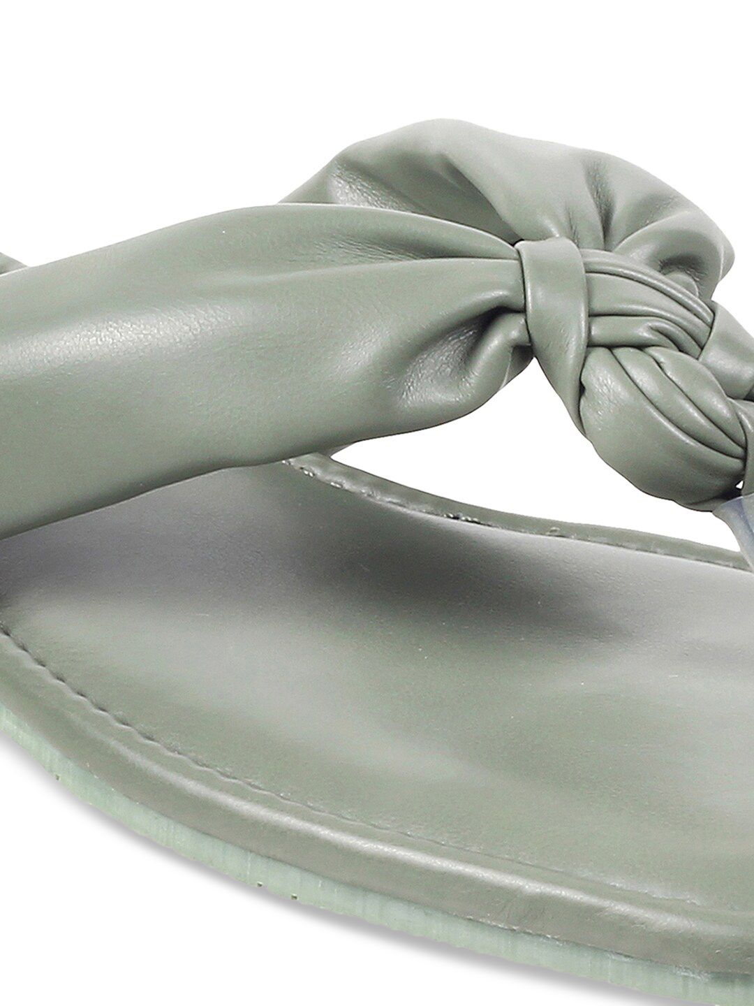 Mochi Women Green T-Strap Flats