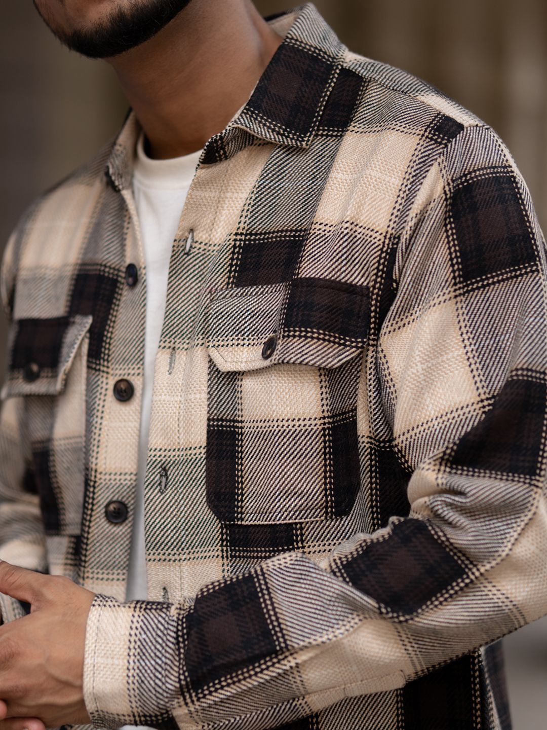 Powerlook Men Spread Collar Tartan Checked Cotton Casual Shirt